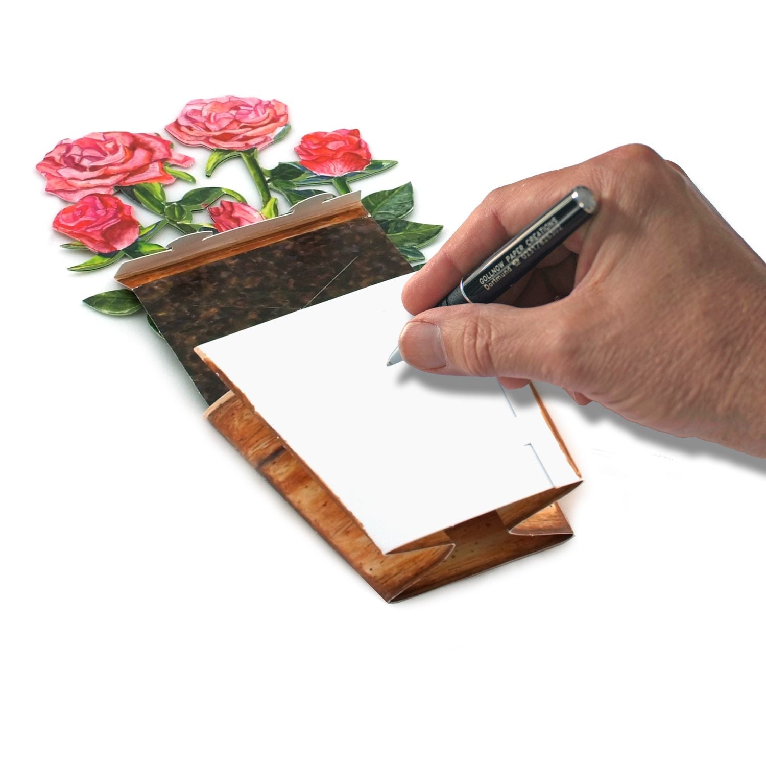 3D-Blumentopfkarte "Rosen"