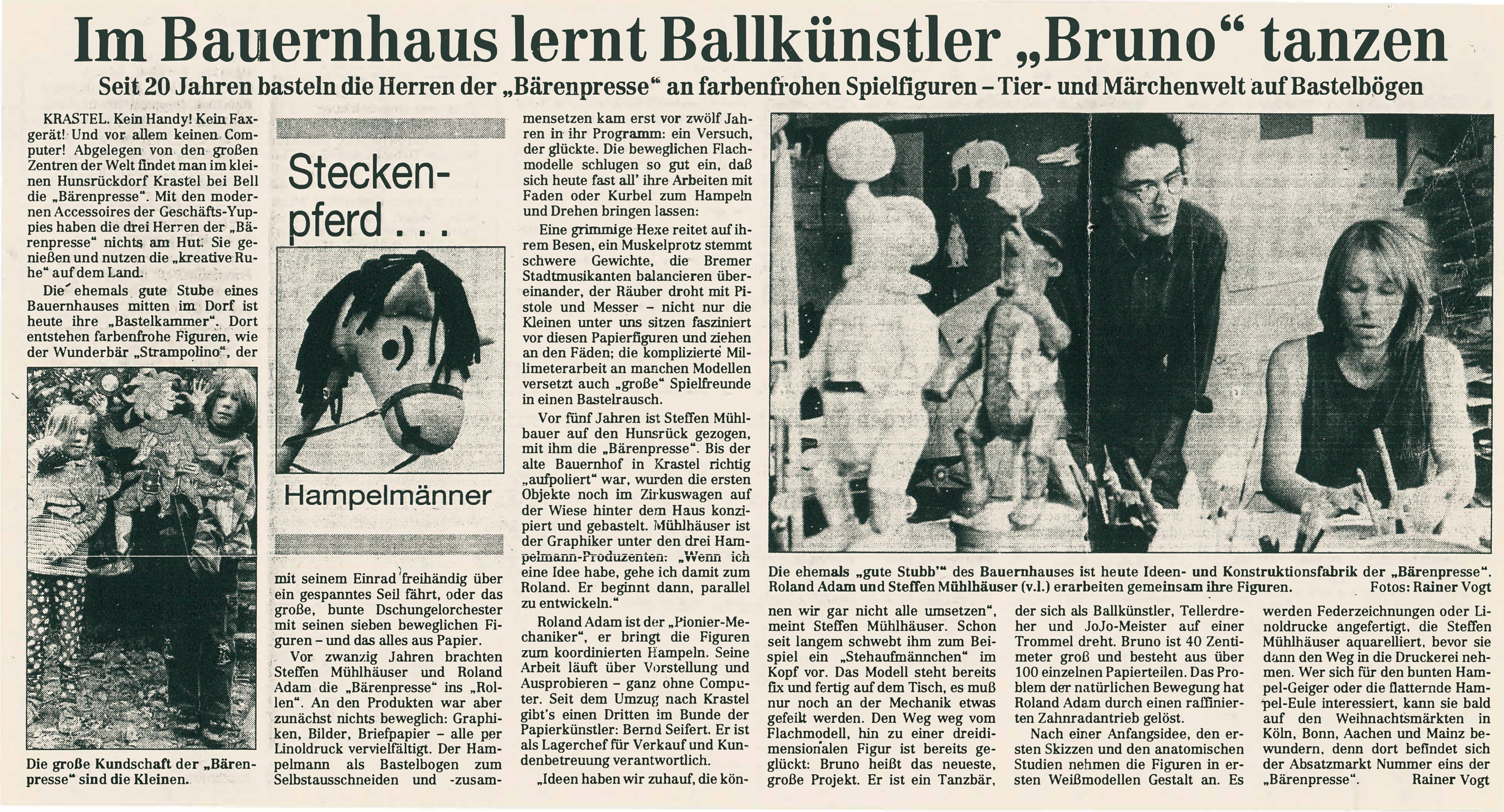 Bärenpresse in der Zeitung 10.1996