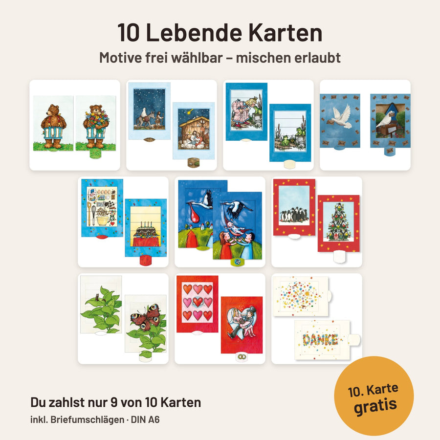 Lebende Karten 10er-Set – Motive frei wählbar