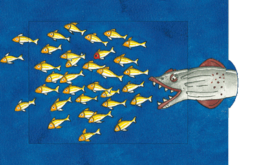 Carte vivante « Banc de poissons »
